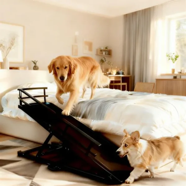 Adjustable Wooden Pet Ramp with Safety Side Rails