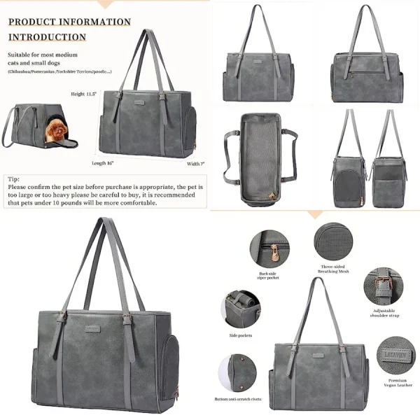 Luxury Leather Pet Carrier Purse & Travel Tote