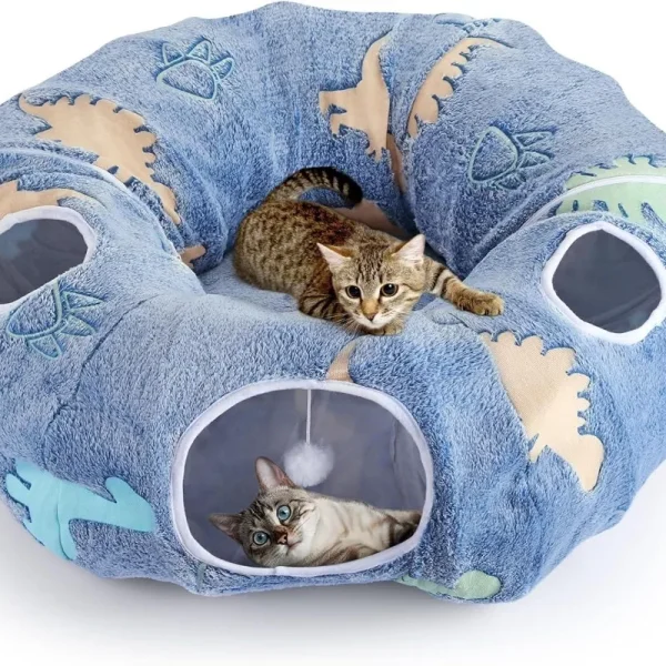 3-in-1 Foldable Cat Tunnel Bed & Play System
