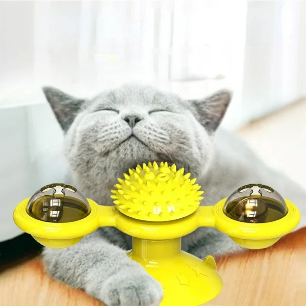 2-in-1 Windmill Cat Toy & Grooming Brush
