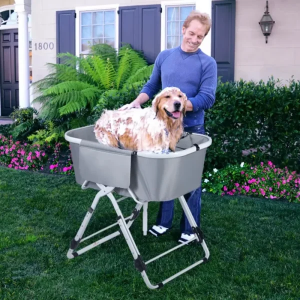 Foldable Elevated Dog Bath Tub & Grooming Station