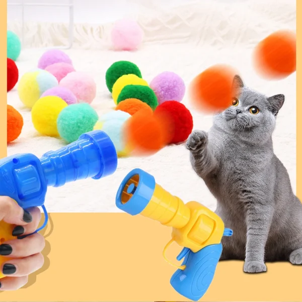 nteractive Cat Plush Ball Launcher Toy
