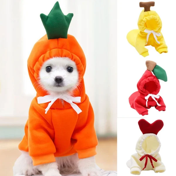 Cute Fruit Pet Hoodie – Warm Fleece Clothes for Small Dogs & Cats