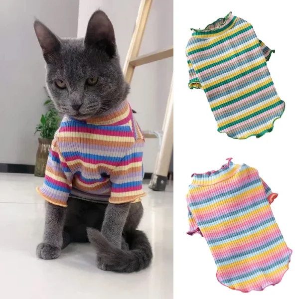 Colorful Striped Cotton Pet Vest Shirt