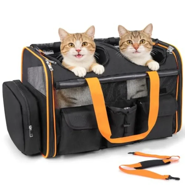 Expandable Double Pet Carrier with Removable Divider