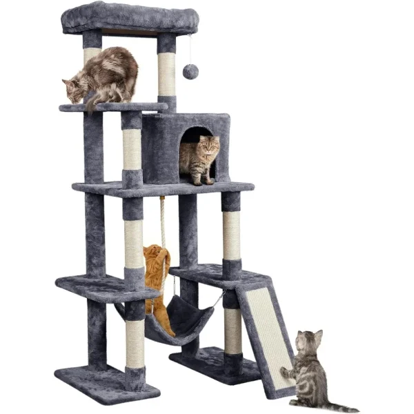 63" Multi-Level Cat Tree with Scratching Posts & Condo